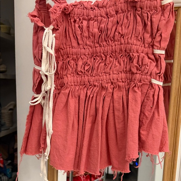Free People Claudette Ruffled Coral Tank Top with Smocked Bodice - Picture 10 of 10